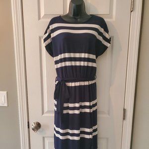 Maurices Maxi Navy and White Stripe Dress